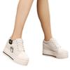 Women's 11cm Wedge Heel Casual Platform Sneakers - Korean Style White