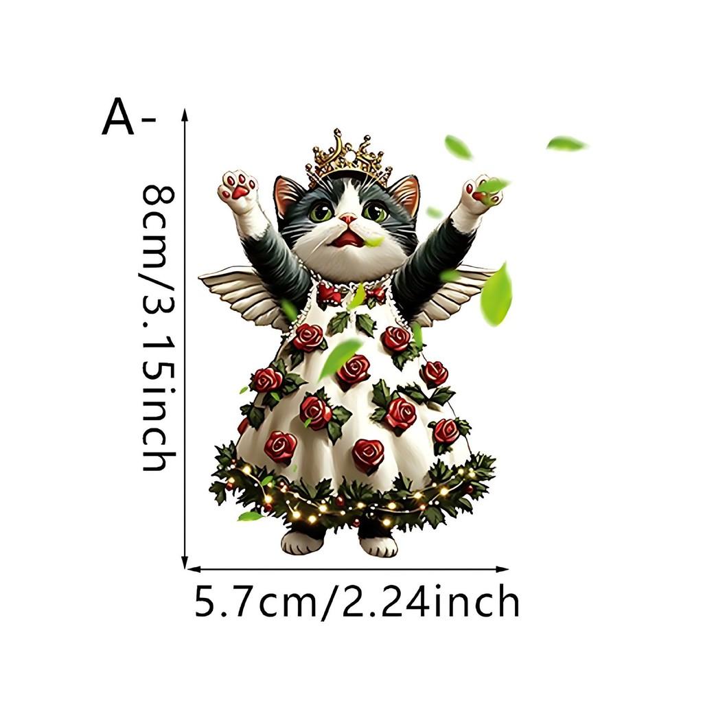 Valentine Theme Day Cute Rose Cat Pattern Acrylic Pendant Car Interior Decor