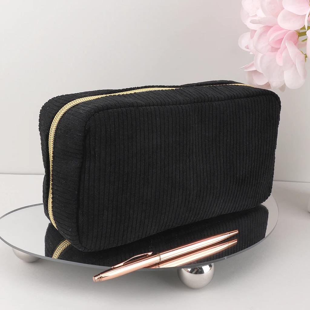 Corduroy Pencil Case Large Capacity Pencil Cases Stationery Solid Color Makeup Bag Trousse Kawaii School Supplies Pencil Pouch