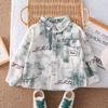 Boys' Long Sleeved Three Piece Set, 0-5-Year-old Children's Casual Shirt Jacket+white Top+denim Pants Set