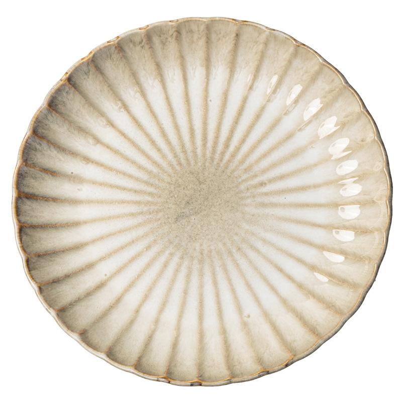 Vintage Plate Petal Plate Japanese Tableware Large Plate Restaurant Western Steak Plate Round Plate Large Plate