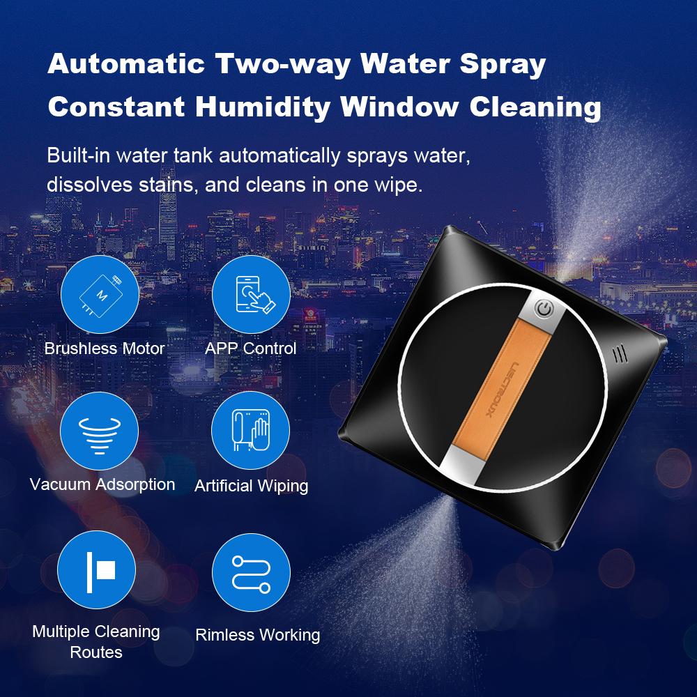 Robot Window Cleaner LIECTROUX YW710 ,Dual Water Spray,Smart Memory,High Vacuum Suction, Laser Sensor, Home Wall Glass Cleaning Robot