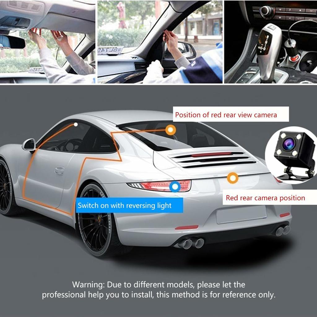 S1 Front + Rear + Interior 3 Lens Wide Angle 1080P HD Car DVR Dash Cam with Parking Monitor