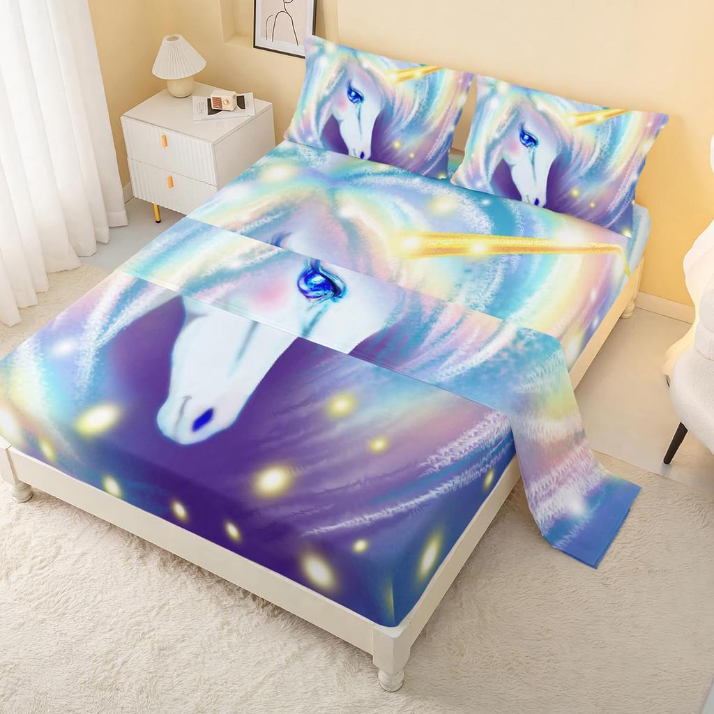 Ocean Turtle Unicorn Pattern Sheet Four-piece Bedding Set Bedroom Dormitory Bedding Decoration