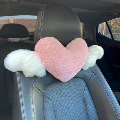 Heart-Shaped Car Headrest Plush Love Neck Pillow Seat Back Pillow Car Cushion Support Accessories Lumbar Decor