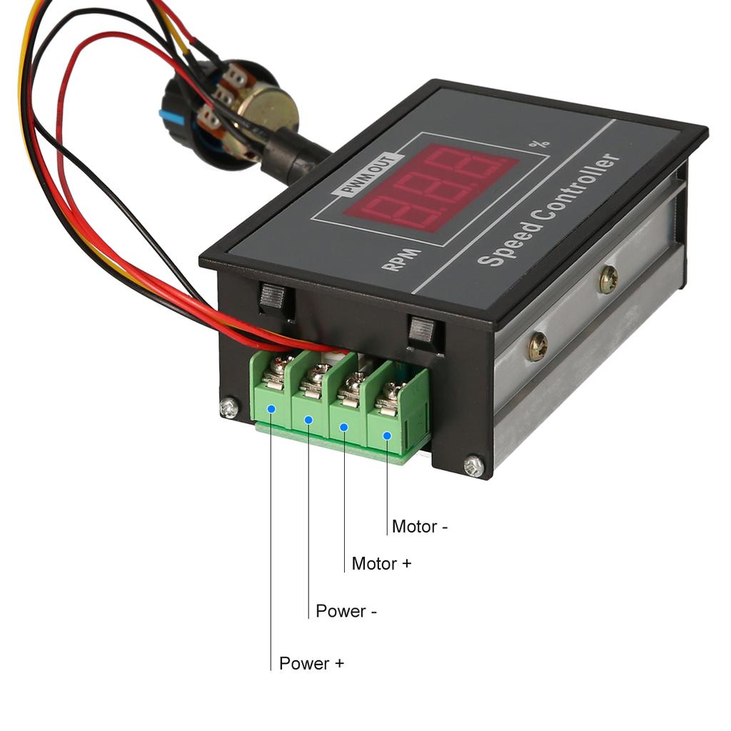 Panou de control al vitezei motorului KKmoon DC6-60V 12V 24V 36V 48V 0-30A PWM cu comutator Start&Stop
