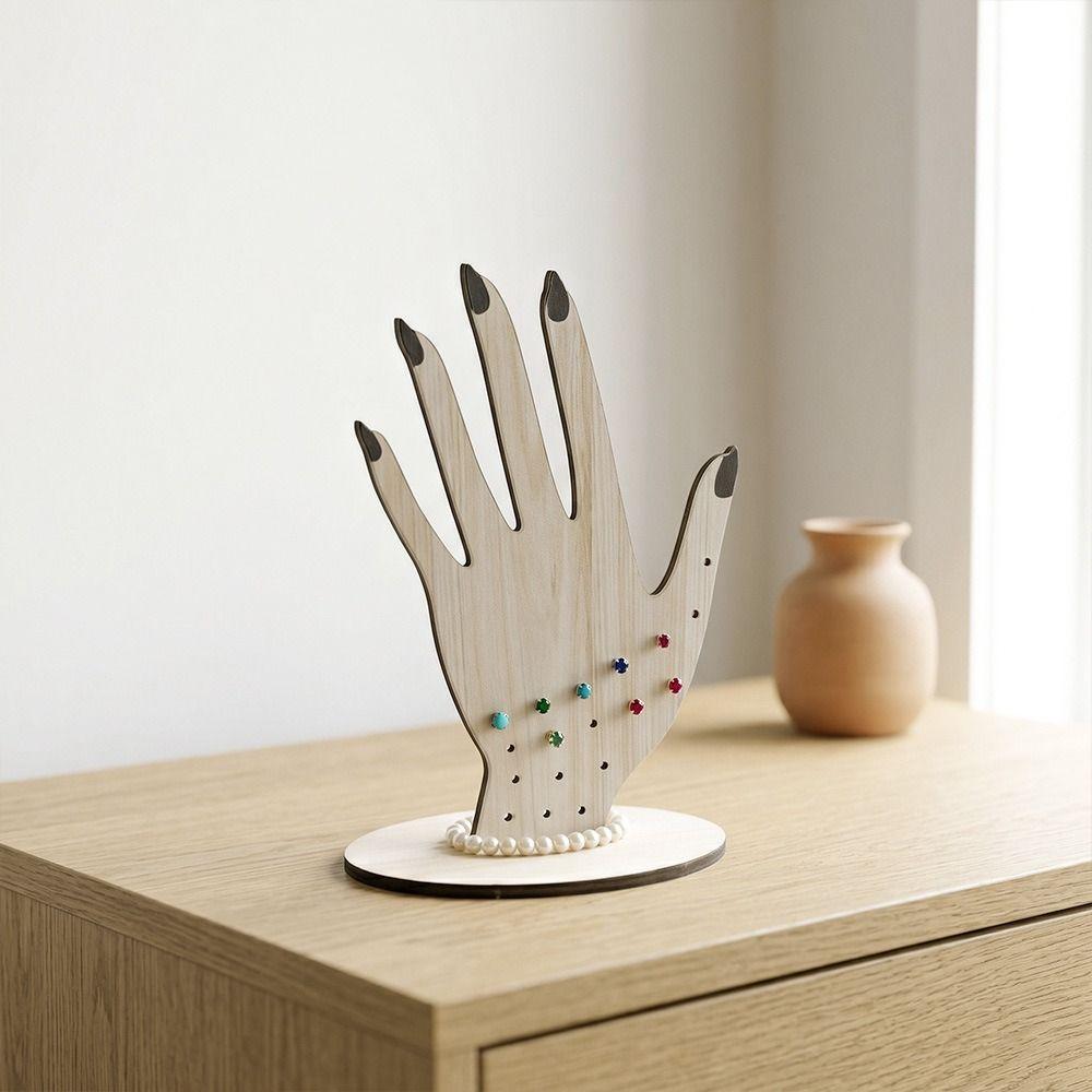 Kompakte Handförmige Ring-Ausstellungshalterung 2D Holz Schmuck-Organizer Ringhalter Weihnachtsgeschenk
