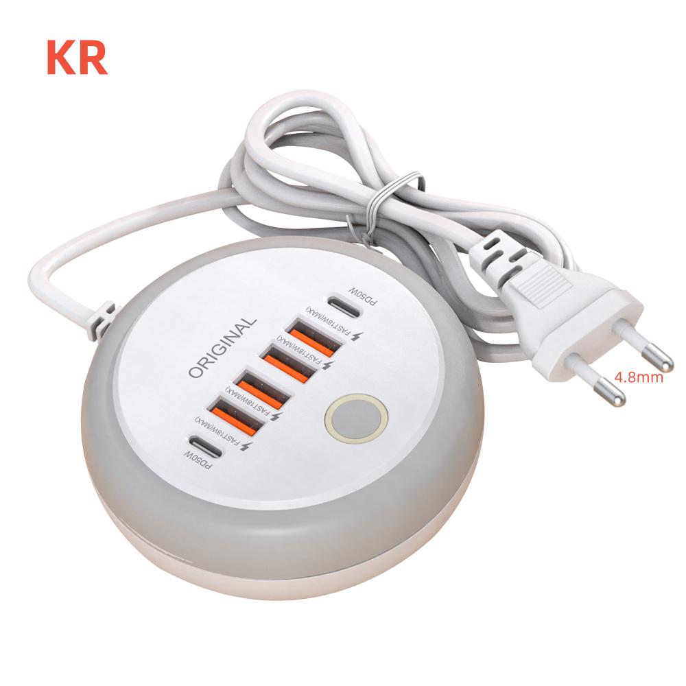 50W USB C PD Charger 6 Ports Fast Charging Station with Touch LED Light Travel Charger for iPhone 15 Samsung Xiaomi Quick Charge