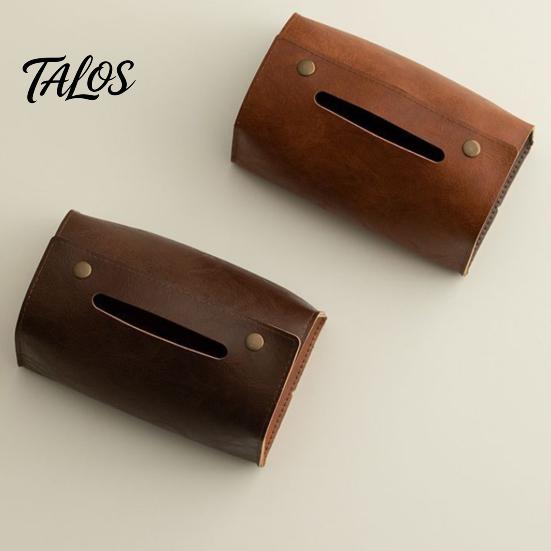 Dining Room Tissue Organizer PU Leather Box, Foldable Retro Style Holder, Space Saving Box Decorative Desktop Organizer, for Office Desk Home
