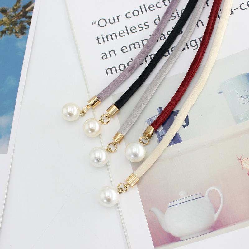 Women'S Pearl Flannel Knotted Thin Belt Dress With Simple Decoration Women'S Pearl Pendant Waist Chain