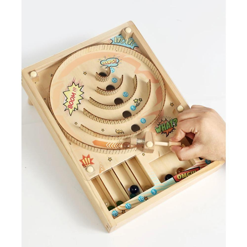 Wooden Pinball Machine Board Games Flipper Automat Mini Pinball Brain Teaser Pinball Table Game Party Social Adult Kids Toy Gift