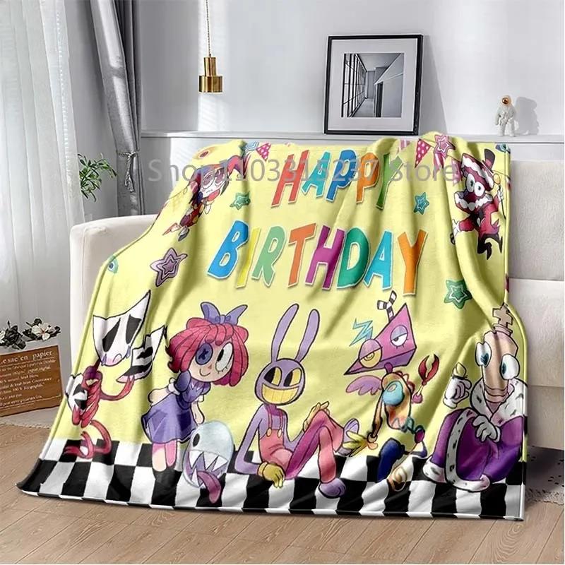 Cartoon Pomni Jax Digital Circus Magie Decken, Kinder Überwurfdecke, für Schlafzimmer Wohnzimmer Sofa Bett Auto, Kinder Geschenk, Decke