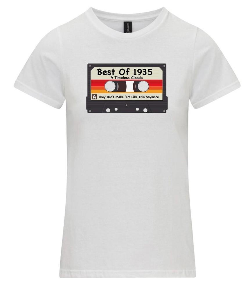Womens 90th Birthday T-Shirt Best 1935 Cassette Tape Music 90 Timeless Classic