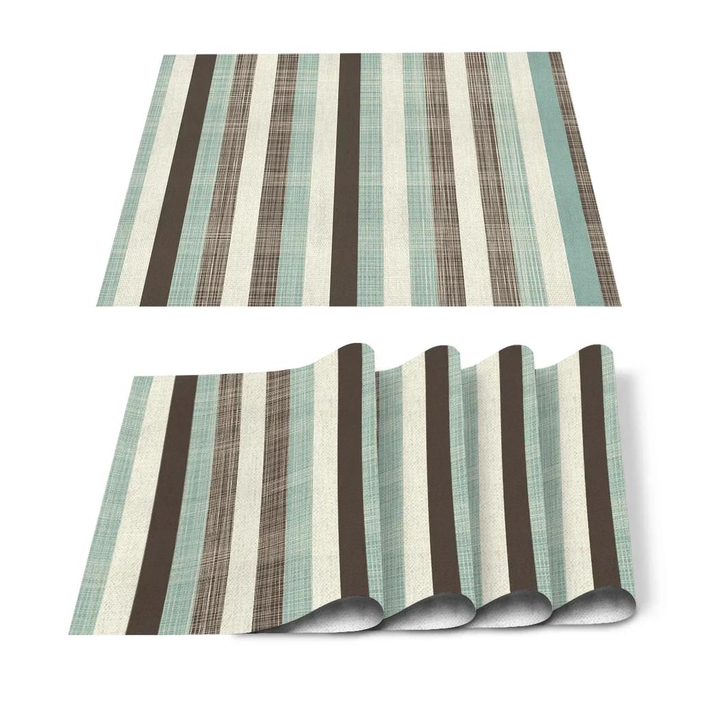 1PC Black White Stripes Pattern Table Mat Kitchen Decoration Placemat   For Wedding Dining Accessories