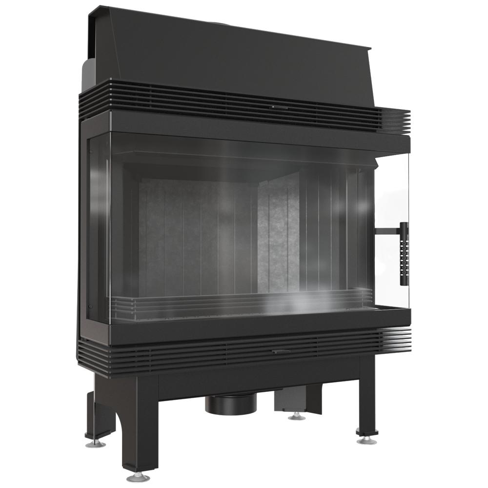 Steel fireplace KRATKI BLANKA left right 11 kW Ø 180 black thermotec