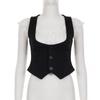 Vintage Preppy Two-Piece Spliced Vest: Sleek & Sexy Crop Top