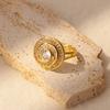 Runde Zirkon Edelstahl Offene Ringe Für Damen Goldfarbe Geometrisch Trendiger Ehering Hohe Qualität Schmuckzubehör