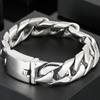Classic Stainless Steel Mens Jewellery 17MM Width Shiny Brushed Matte Curb Cuban Chain Bracelet Men Homme Gift Bangles 2024