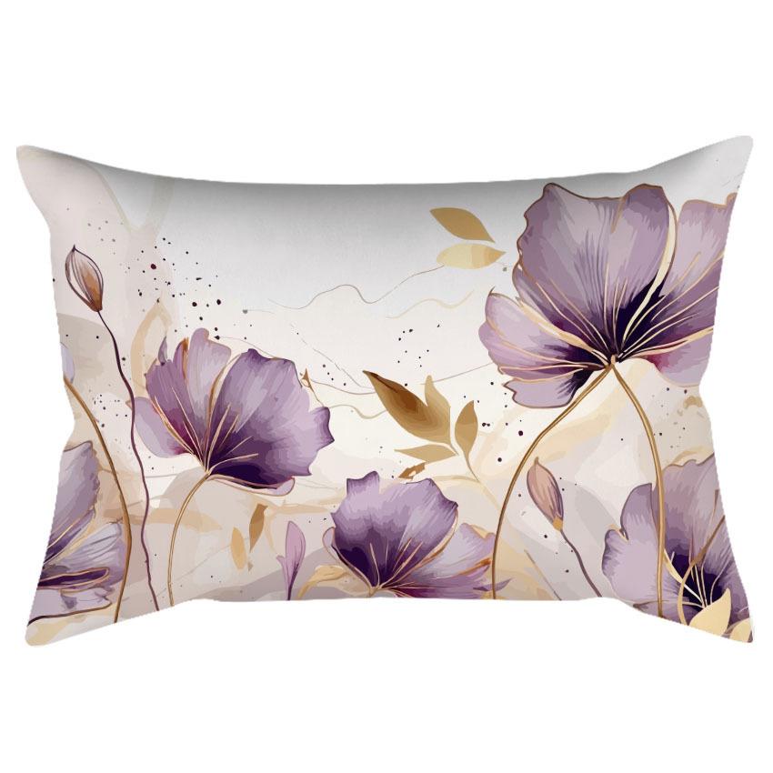 Chinese Retro Watercolor Golden Floral Print Pillowcase Home Sofa Cushion Pillowcase
