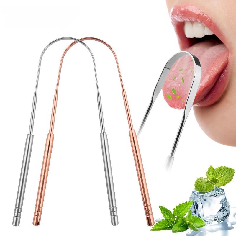 3Pcs Tongue Scraper Cleaner With Travel Case Metal Dental Brush Bad Breath Kit For Adults Professional Tool