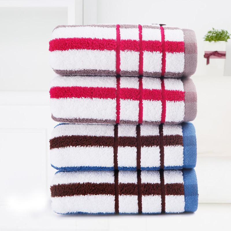 Thickened Soft Gold Plaid Cotton Face Towel - Absorbent & Fresh for Bathing