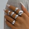 Exaggerated Personality Golden Lava Line Irregular Waterdrop Smooth Surface Ring Set