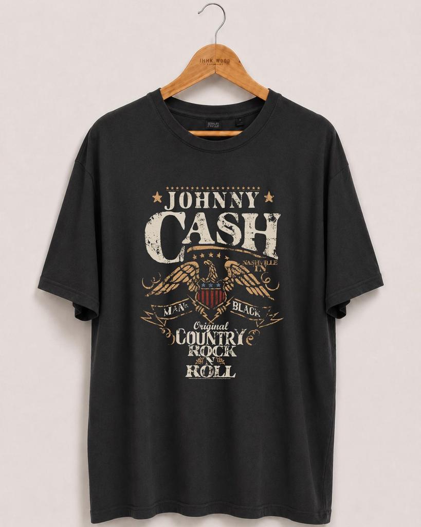 Unisex Johnny Cash Vintage Eagle Graphic T-shirt, Country Rock N Roll Tee, Vintage Rock T-Shirt, Retro Tee, Grunge Tshirt, Streetwear