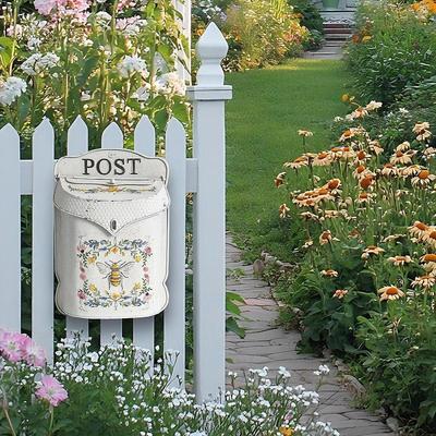 Embossed Wall Mount Mailbox Hanging Post Box Magazines Home Decor Dropbox Lockable for Residential