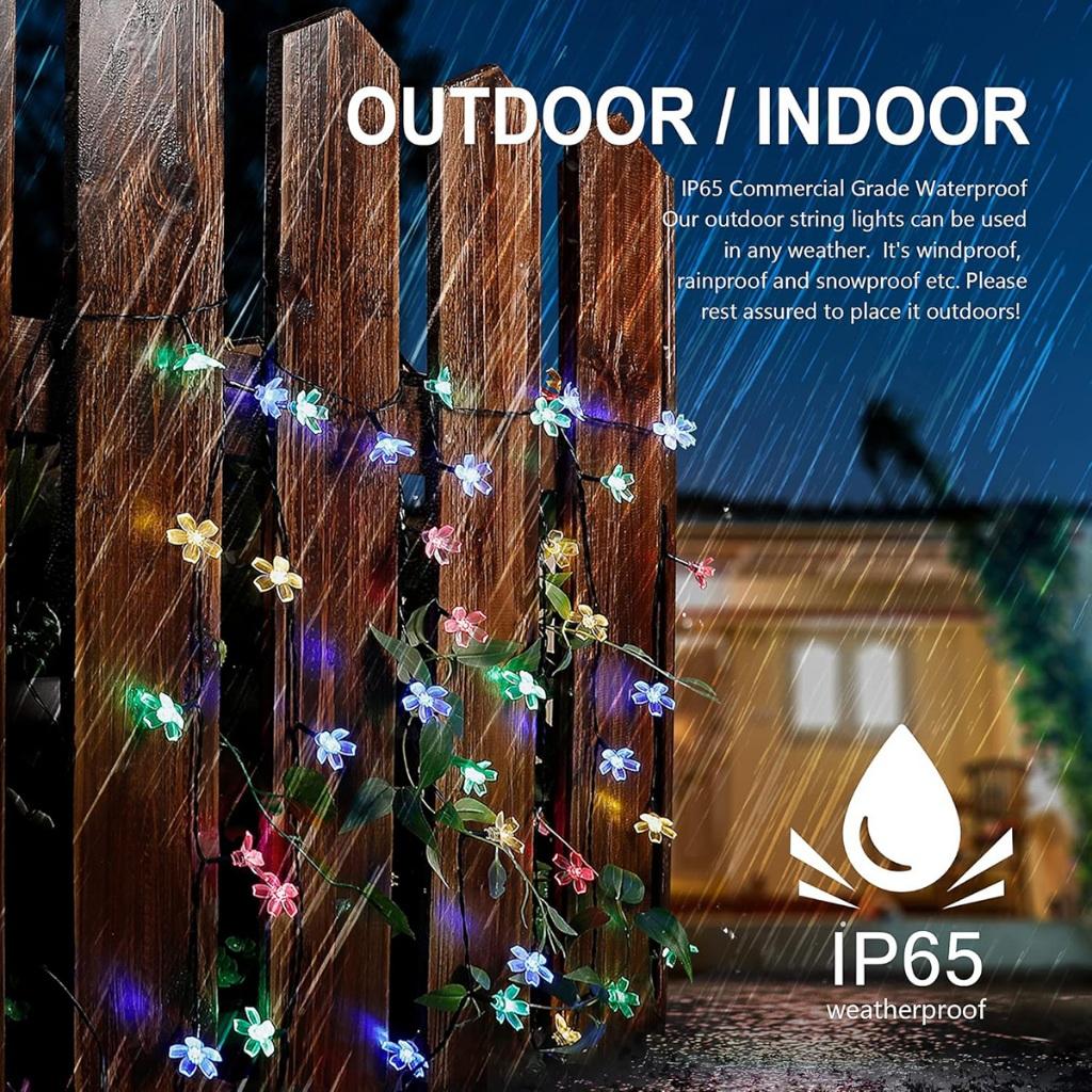 100/50/20LED Solar Powered Cherry Blossom Fairy Lights, Auto on/Off Waterproof Outdoor Garden Decor for Wedding Valentine’s Day Gift
