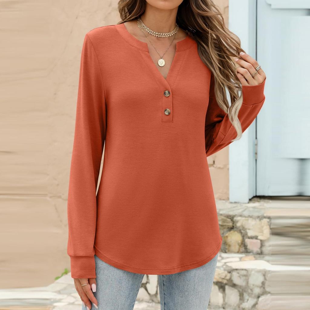 Women's Fashion Casual Color Long Sleeve T-shirt Pullover Top