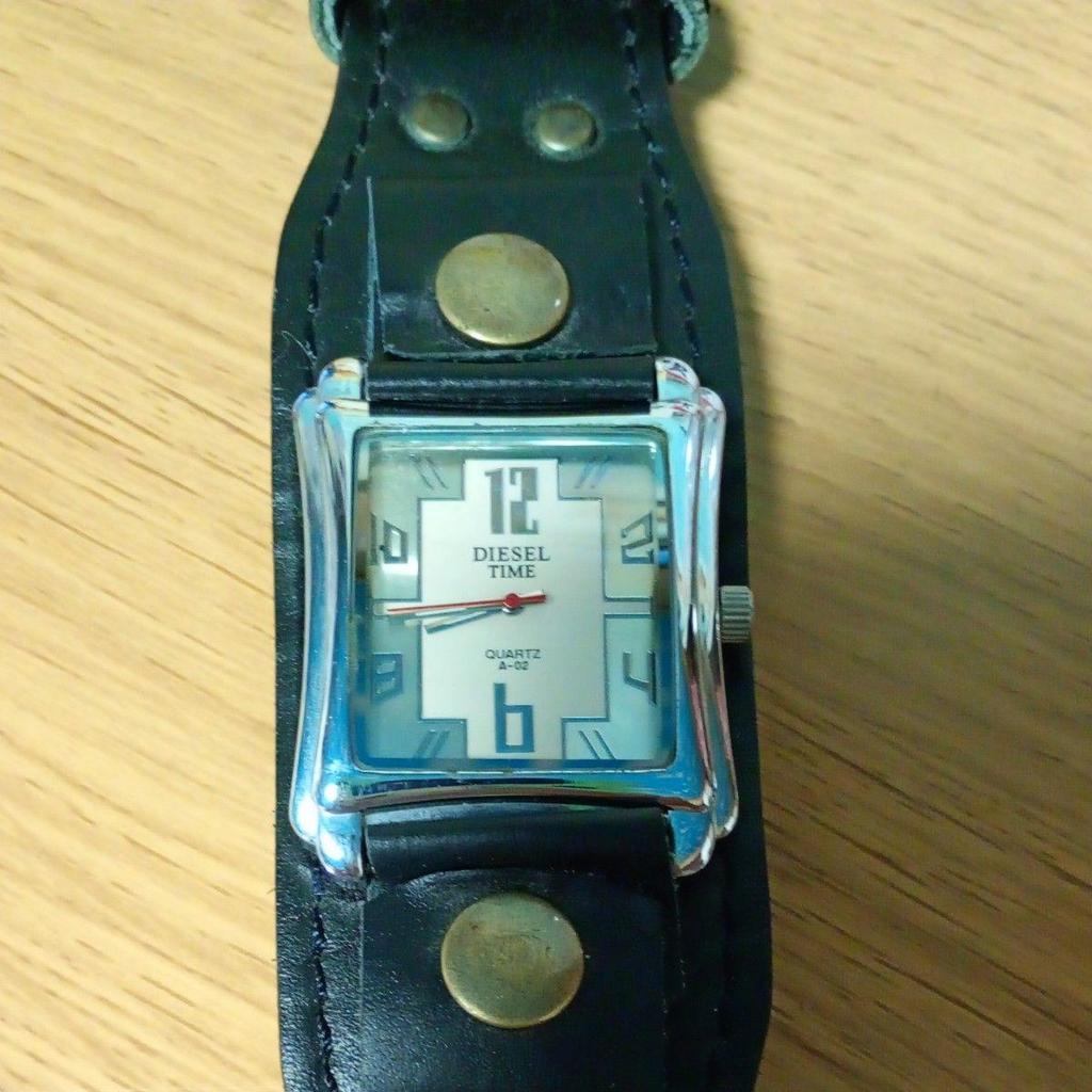 Used DIESEL TIME Diesel Time Watch Square Type Black Leather