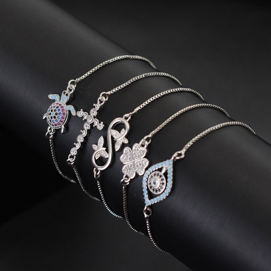Luxury Women Chain Bracelet Not Allergic Adjustable Link Braclet Evil Eyes Butterfly Cross Cuckold Braslet Gifts For Her Pulsera
