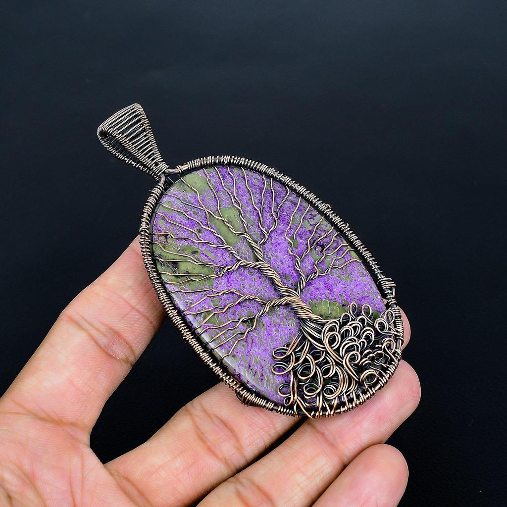 Tree Of Life Purpurite Jewelry, 999 Copper Wire Wrap Pendant Handmade Gemstone Jewelry, Gifts For Wife Brand New Pendant