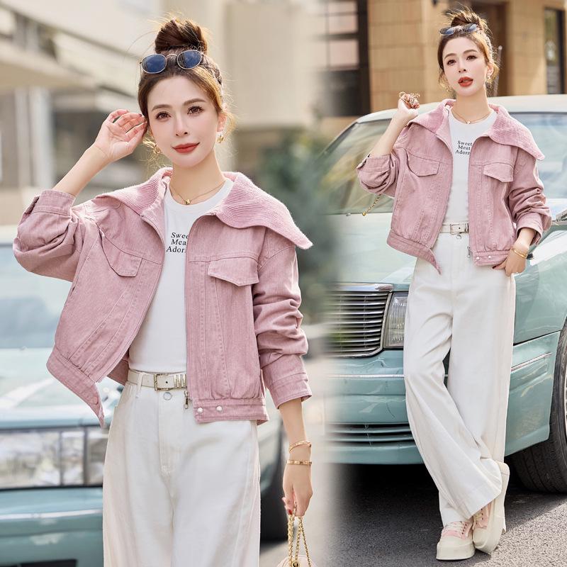 

2025 Весна Женская Повседневная Свободная Модная Куртка с Лацканами и Длинными Рукавами WW2501 M (90-110 jin) розовый