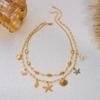 Boho Beach Multilayer Necklace For Women Colorful Beaded Silk Scarf Starfish Shell Pearl Choker Summer Vacation Party Jewelry
