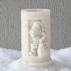Relief Cylinder Santa Claus Christmas Candle Mold Handmade Aroma Gypsum Form Silicone Mould Xmas Candle Soap Making Supplies