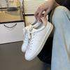 Classic Style Soft Round Toe Color-Blocking Breathable Lace Up Casual White Shoes