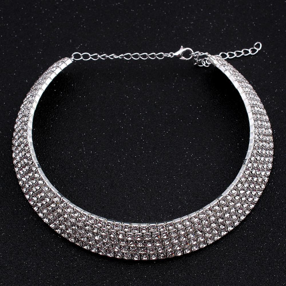 Fashion Jewelry Full Diamond Rhinestone Multi-layer Multi-row Collar Bridal Crystal Collar Short Collar Necklace