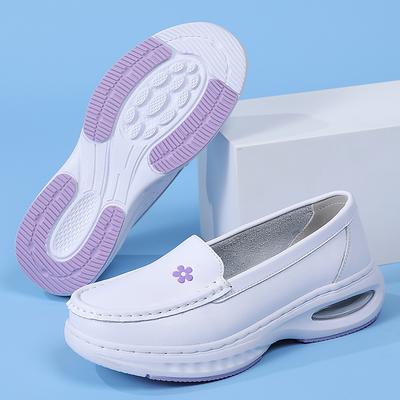 Women's Platform Nurse Working Shoes Comfortable Breathable Anti-Slip Sneakers Nursing Work Leather Casual Shoes Lightweight Walking Loafers for Women