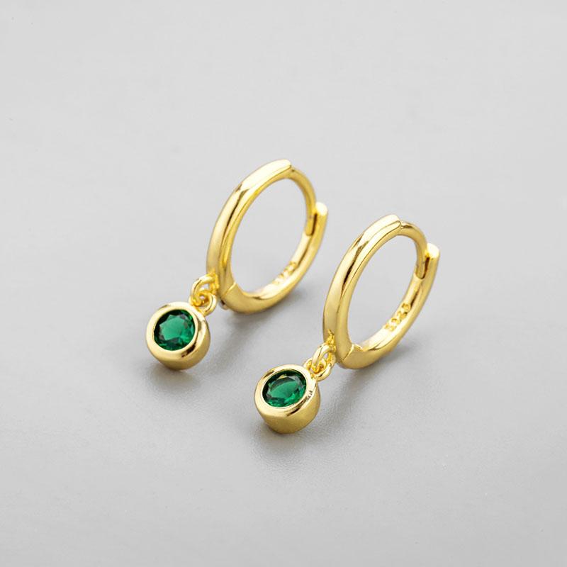 Silver Color Green Zircon Hoop Earring for Women Small Hoop Earrings Jewelry Gifts