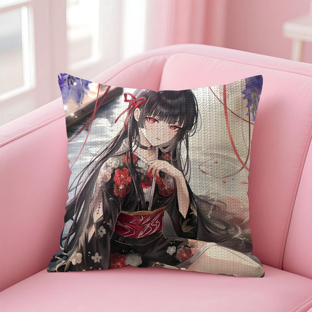 Game Wuthering Waves Chisa Cushion Cover Natural Linen Pillow Case Double-Sided Print Decorative Sofa Pillowcase Home Decor Gift