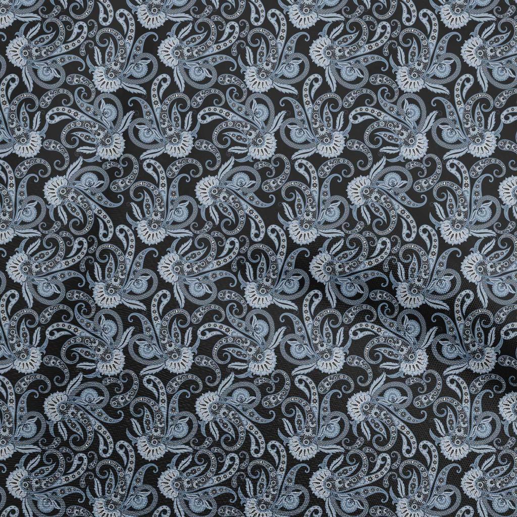 oneOone Cotton Flex Dusty Blue Fabric Asian Paisley Quilting Supplies Print Sewing Fabric By The Yard 40 Inch