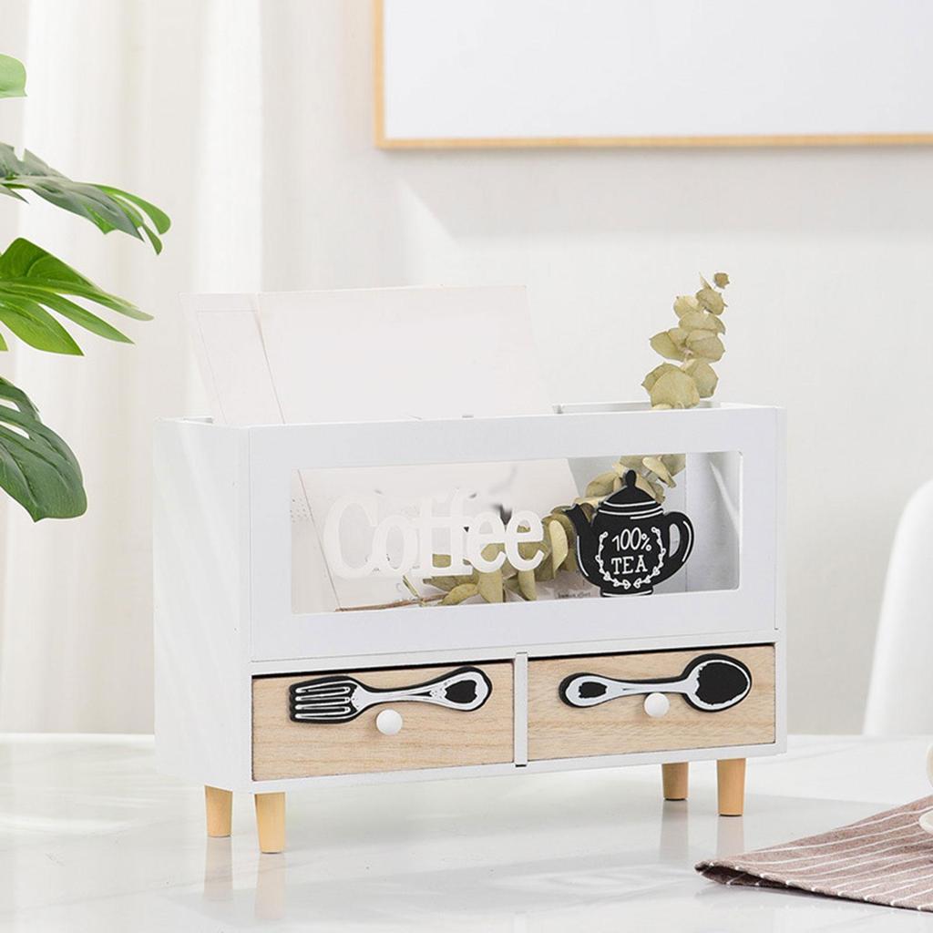 Wood Desktop Drawer Sorter Cabinet 4 Compartments Multifunctional white