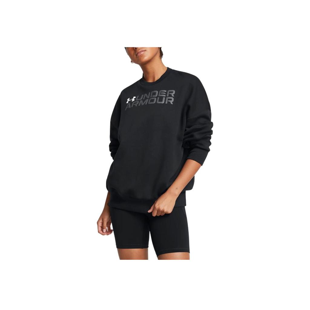 Under Armour Rival American Vintage Loose Fit Crew Neck Comfortable Pullover Long Sleeve Sweatshirt Women Sweatshirt Black 1386513-001