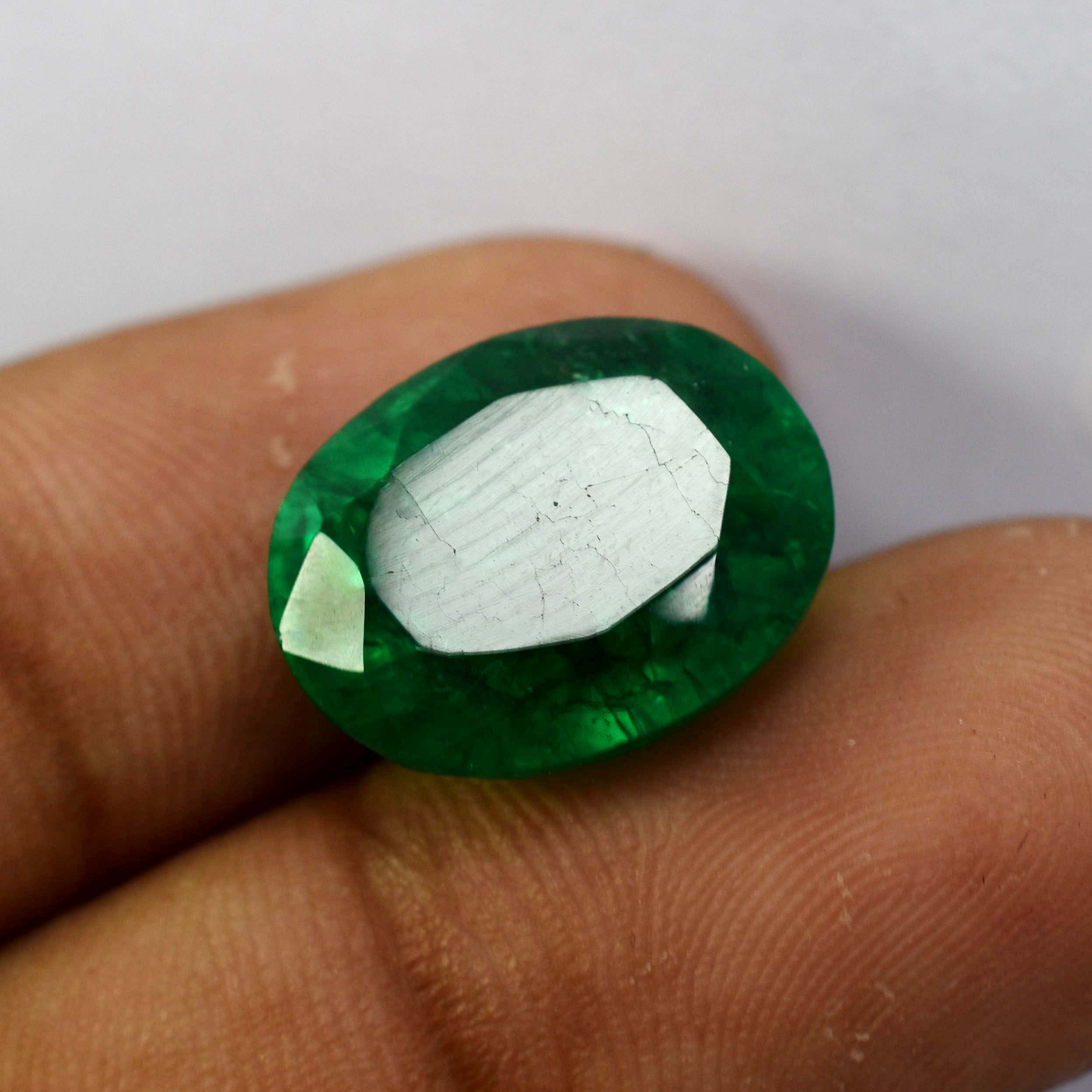 

Oval Shape CERTIFIED 10.23 Ct Natural Emerald Green Loose Gemstone A-3198 10.3 mm approx зелений