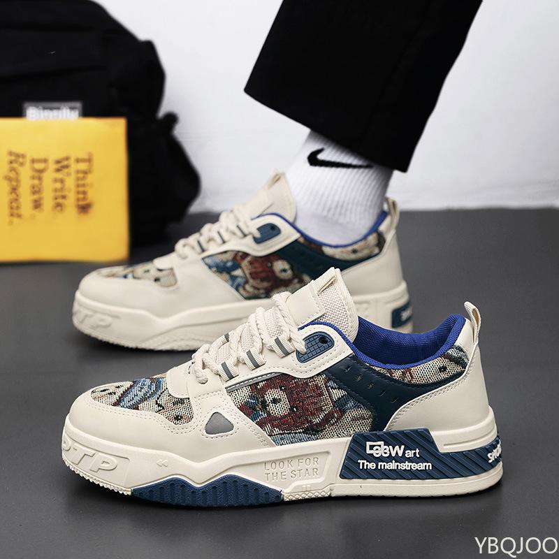 Fashion Men's Shoes Summer Breathable Versatile Casual Design Sense Niche Board Shoes Youth Sports Thick Sole Raised Canvas Trendy Shoes