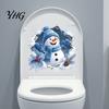 Indoor Outdoor Winter Holiday Decals Christmas Snowman Toilet Stickers, 3D Bathroom Wall Decals, Murals Waterproof PVC Window Seat Creative