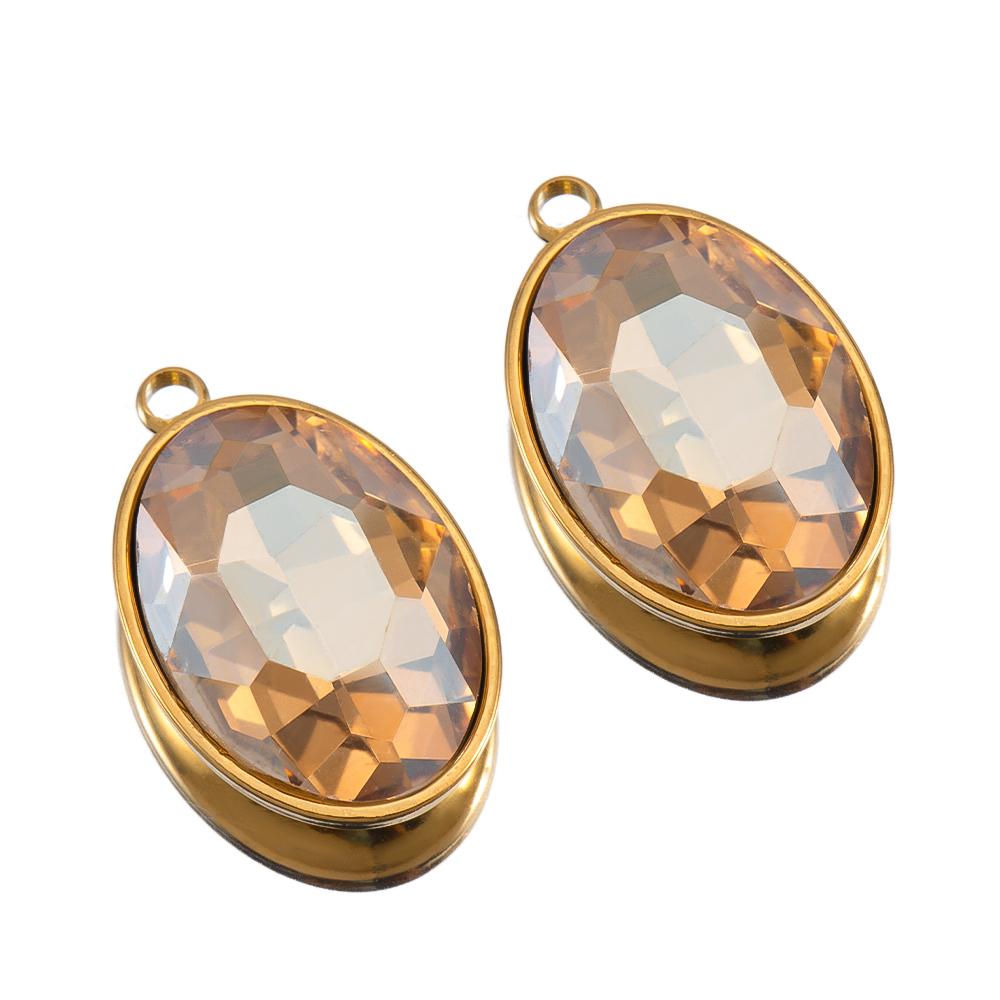 5pcs Colorful Crystal Charms Stainless Steel Geometry Oval Star Flower Charm Earrings Pendants for DIY Necklace Jewelry Findings