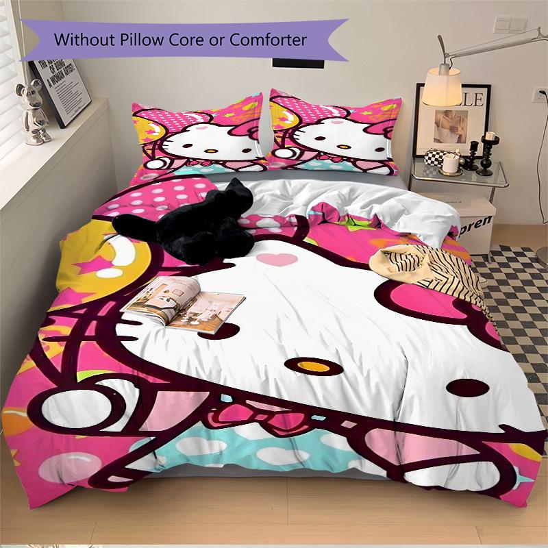 3pcs Hello Kitty Duvet Cover Set - Machine Washable, Includes 1 Duvet Cover and 2 Pillowcases, No Core Included Yy251022175