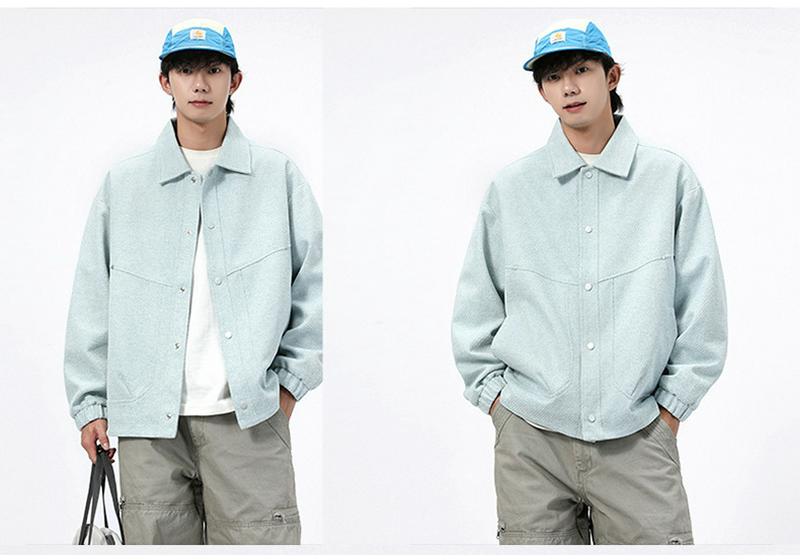 Men's 2025 Autumn Loose Retro Workwear Jacket - Hong Kong Style, Casual & Versatile Lapel Outerwear